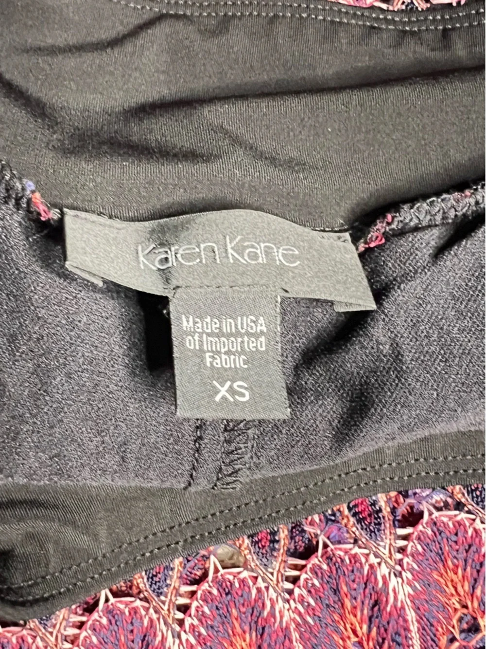 Karen Kane Burgundy-Multi Stretch Crochet Knit Maxi Skirt Sz XS Career Casual